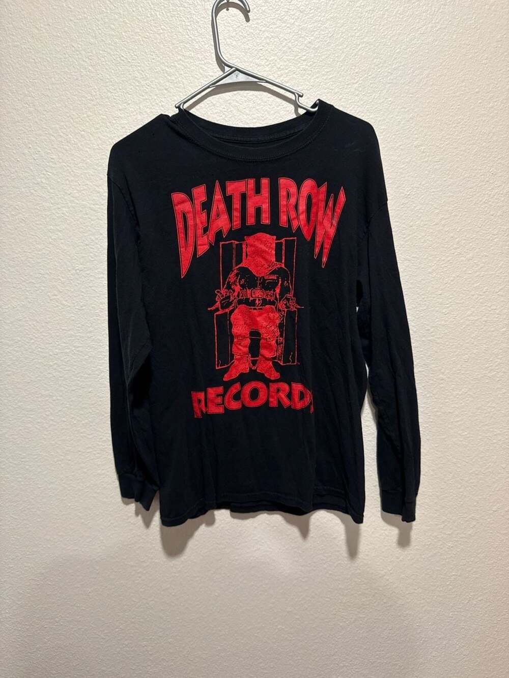 Death Row Records Red Logo Black Long Sleeve Graphic T-Shirt Size Medium
